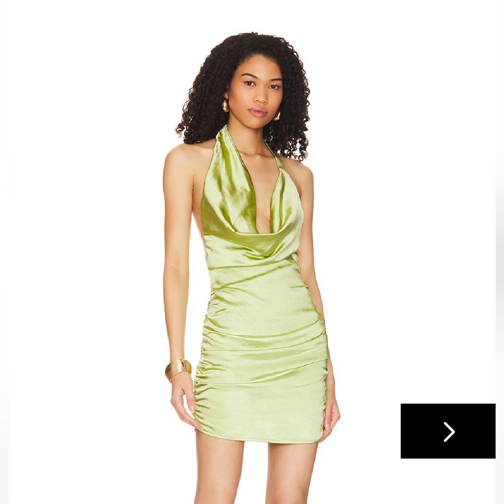 Superdown Lime Satin Mini Dress